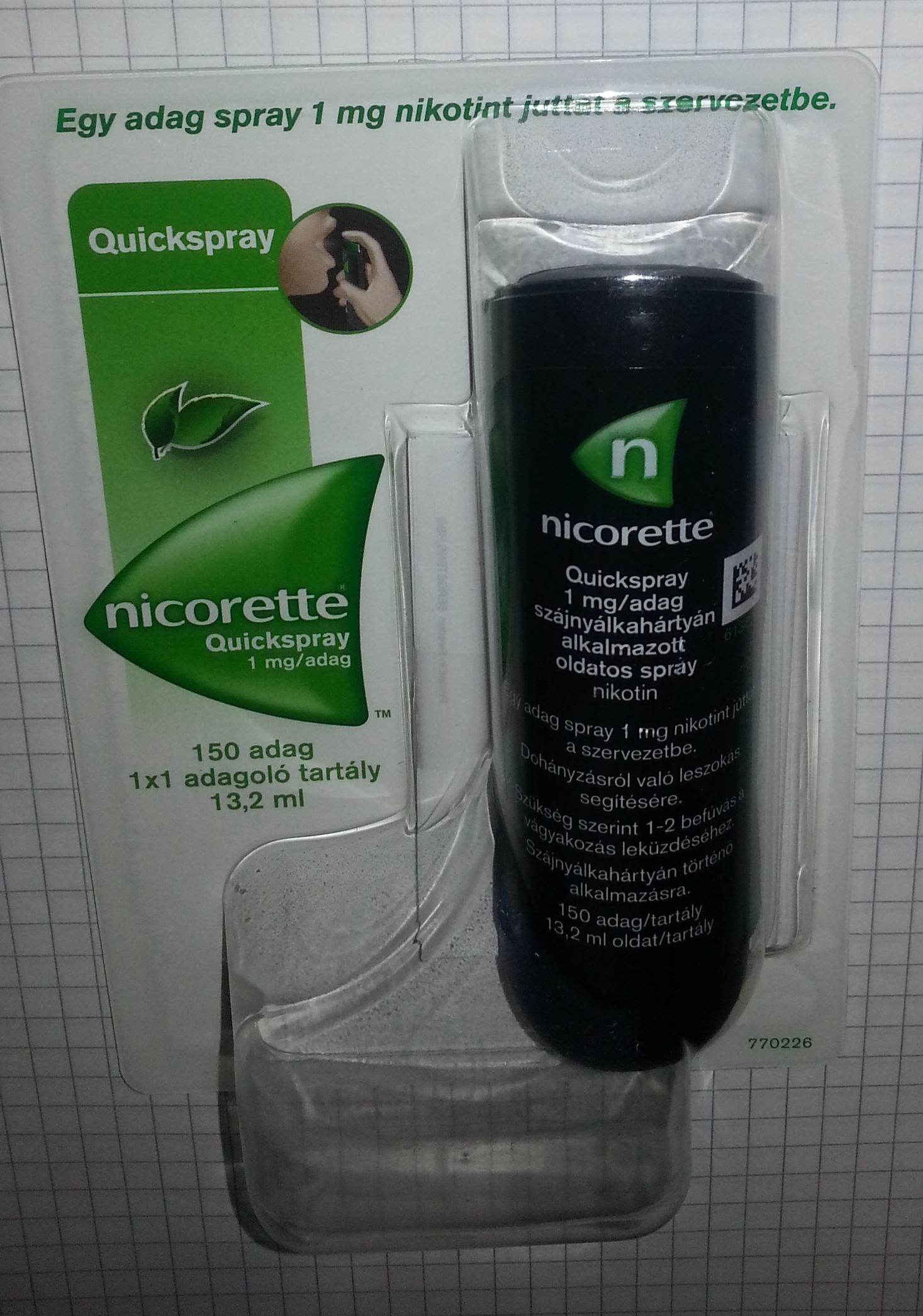 Nicorette Quickspray 1 mg/adag szĂĄjnyĂĄlkahĂĄrtyĂĄn alkalmazott oldatos spray 1x